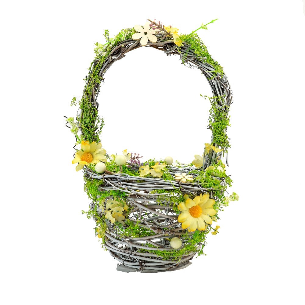 Floral Daisy Easter Basket with Handle - 27cm