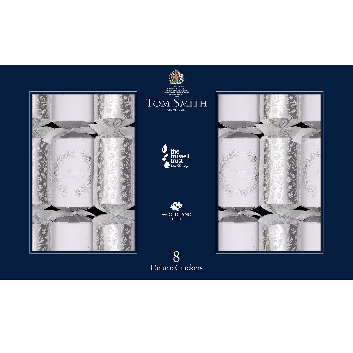 Silver Deluxe Crackers (Pack of 8) - 35cm
