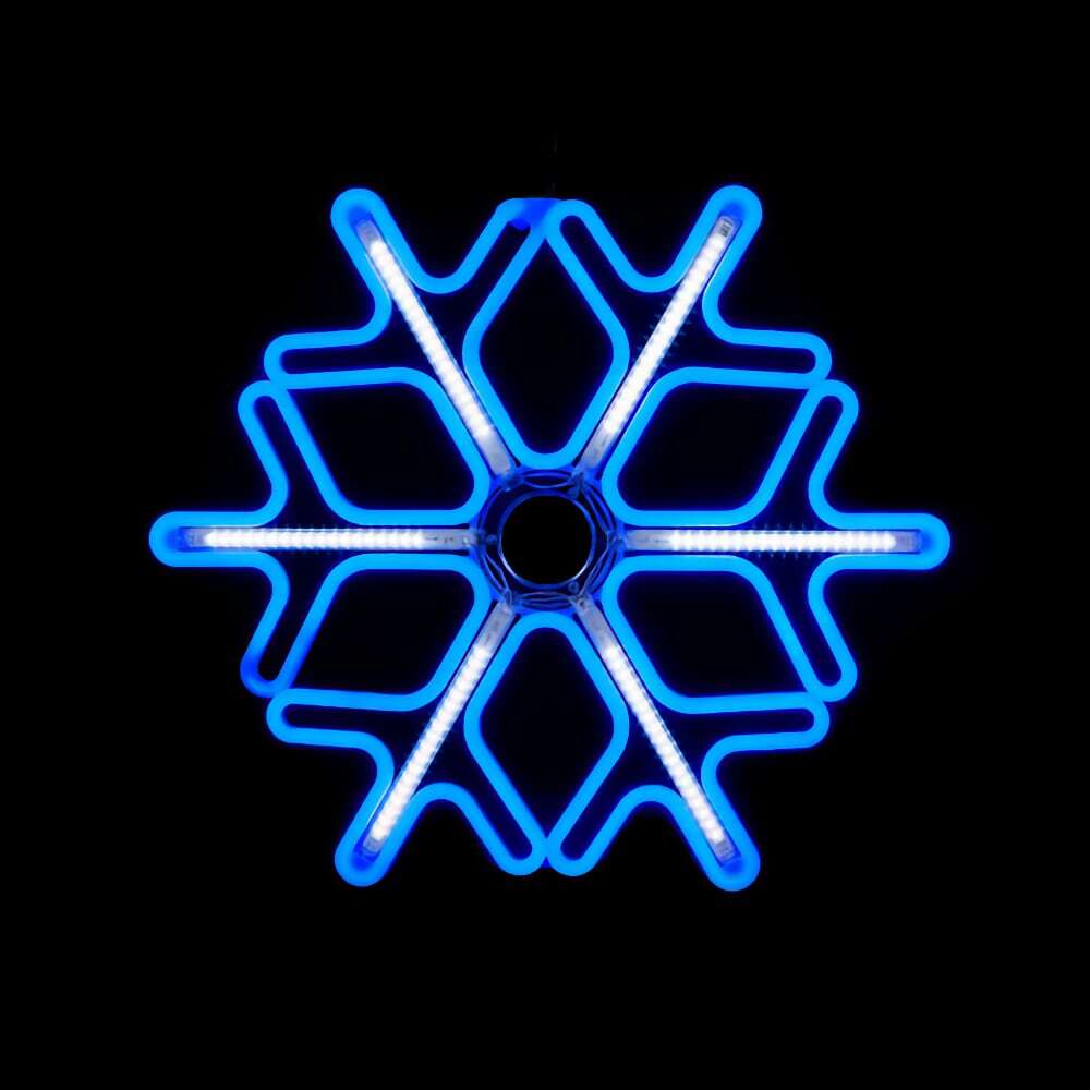 Blue and White Digital LED Snowflake- 75cm