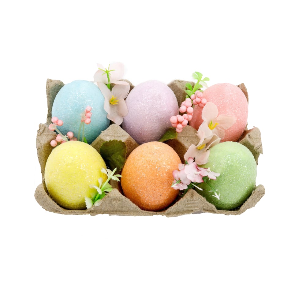 Festive Pastel Easter Eggs in Tray (Pack of 6)