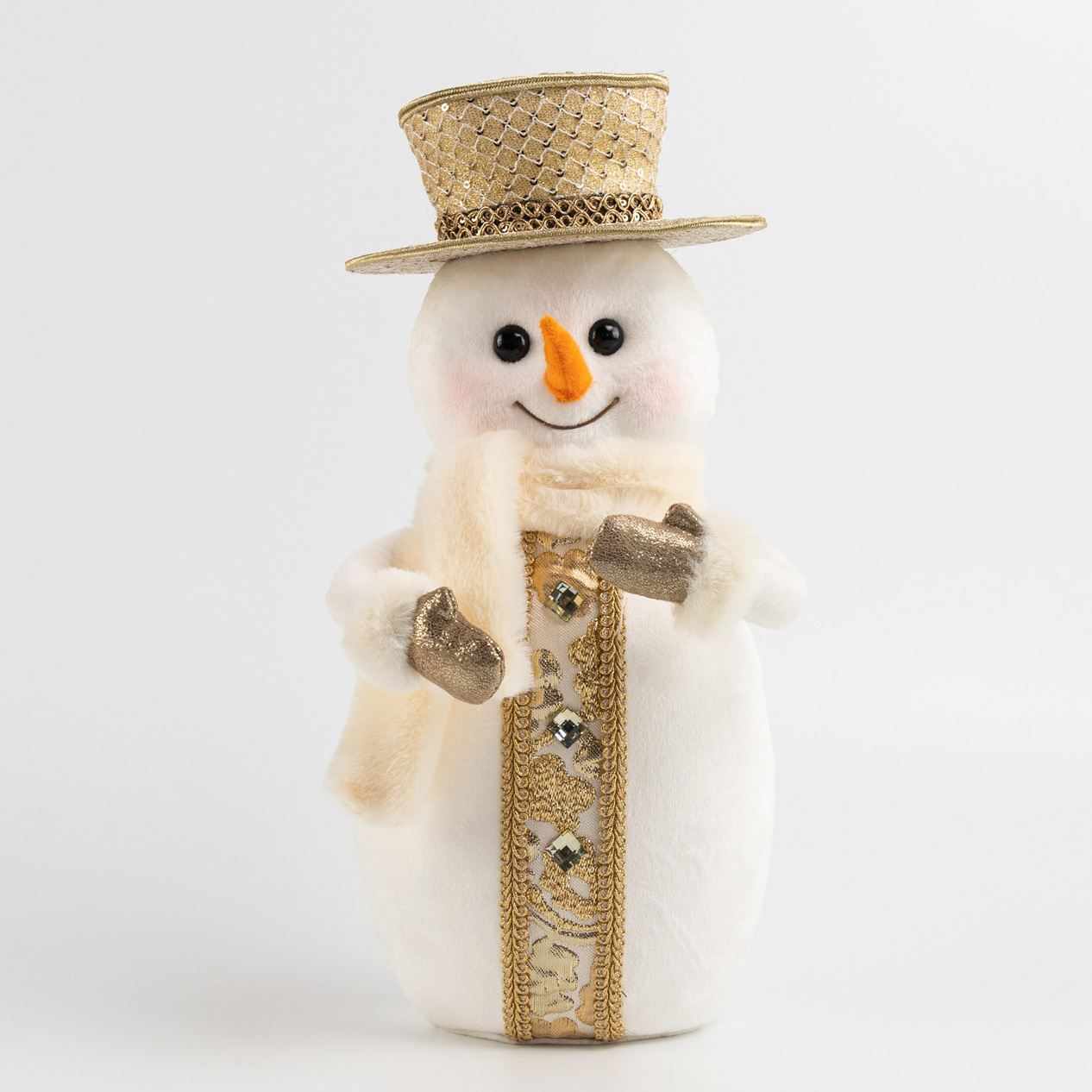 White Gold Snowman with Top Hat - 38cm