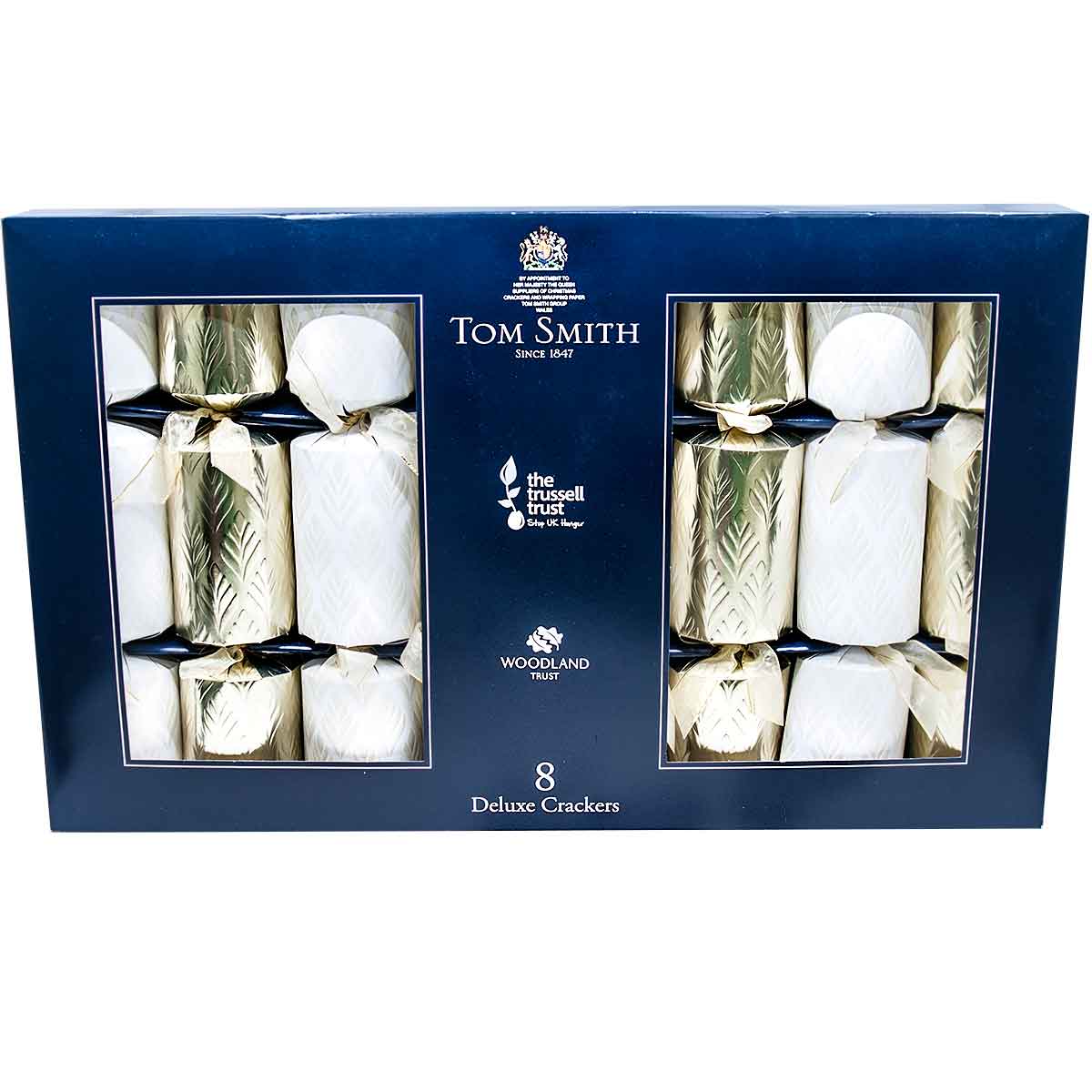 Tom Smith White Gold Deluxe Crackers (Pack of 8) - 35cm