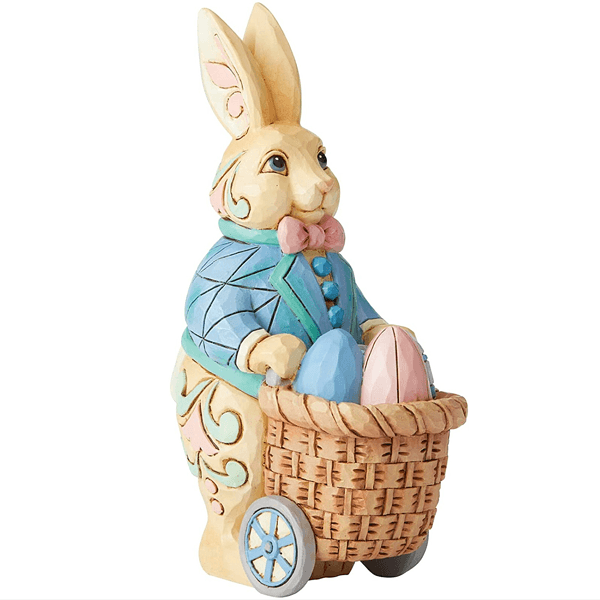 Jim Shore Bunny Pushing Cart 12.5cm