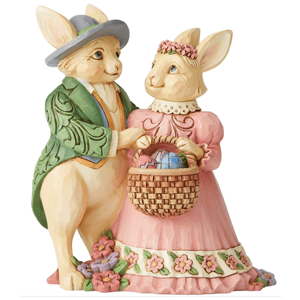 Jim Shore Bunny Couple with Eggs 17.5cm