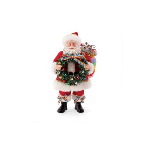 Rainbow Greetings Santa with Wreath 27cm