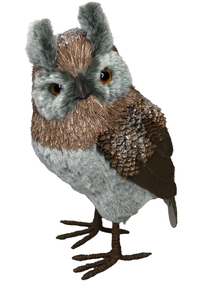 Wooden Bristle Owl 24cm