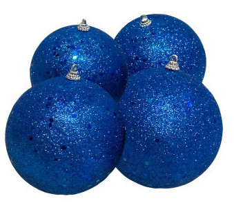 Blue Glitter Baubles (Set of 4)