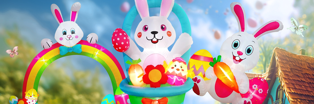 Bunny in Basket Inflatable 180cm (Others sold separately. Links above in 'Easter Home' section.)