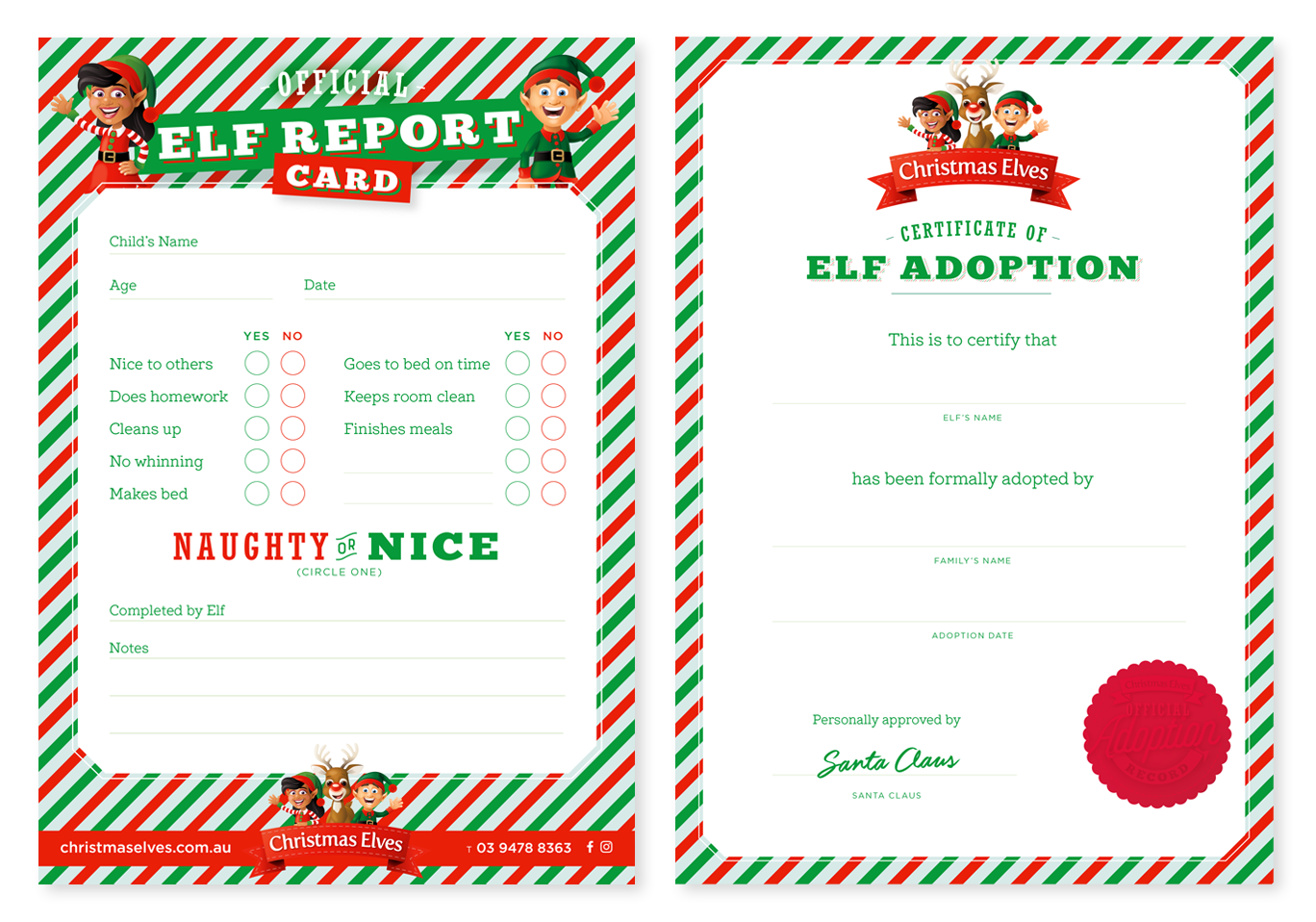 Elf Printables Elf Report Card & Elf Adoption Certificate