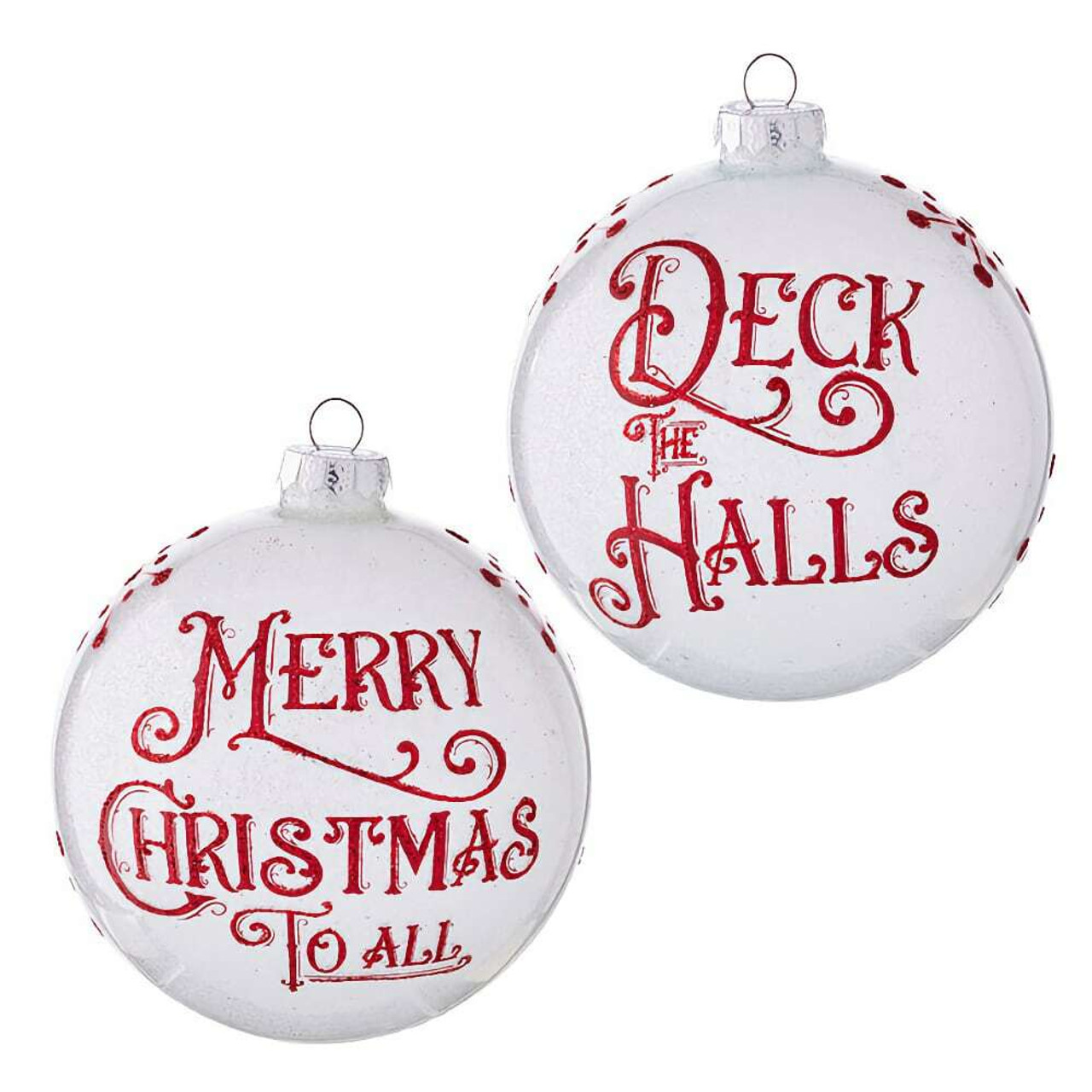 Holiday Message Glass Baubles 2 Styles 12.5cm