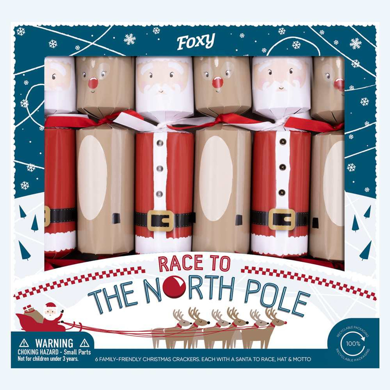 Race to the North Pole Christmas Crackers Pack of 6