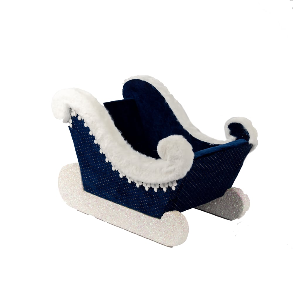 Festive Blue & White Sleigh 46cm