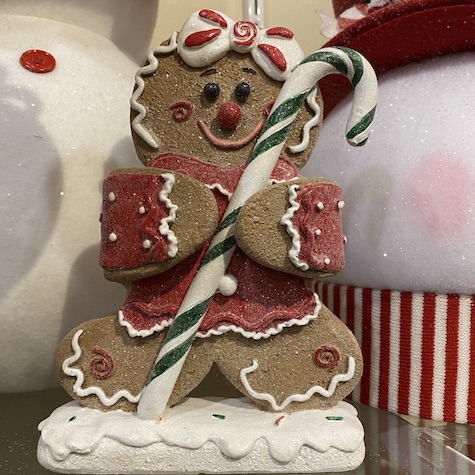 Standing Gingerbread Figure with Candy Cane