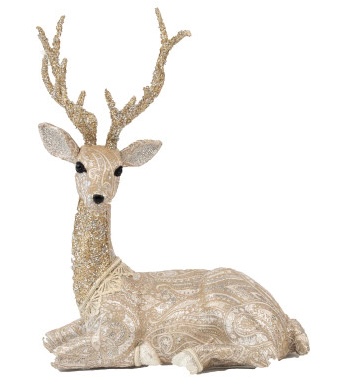 Gold-Cream Sitting Deer 41cm