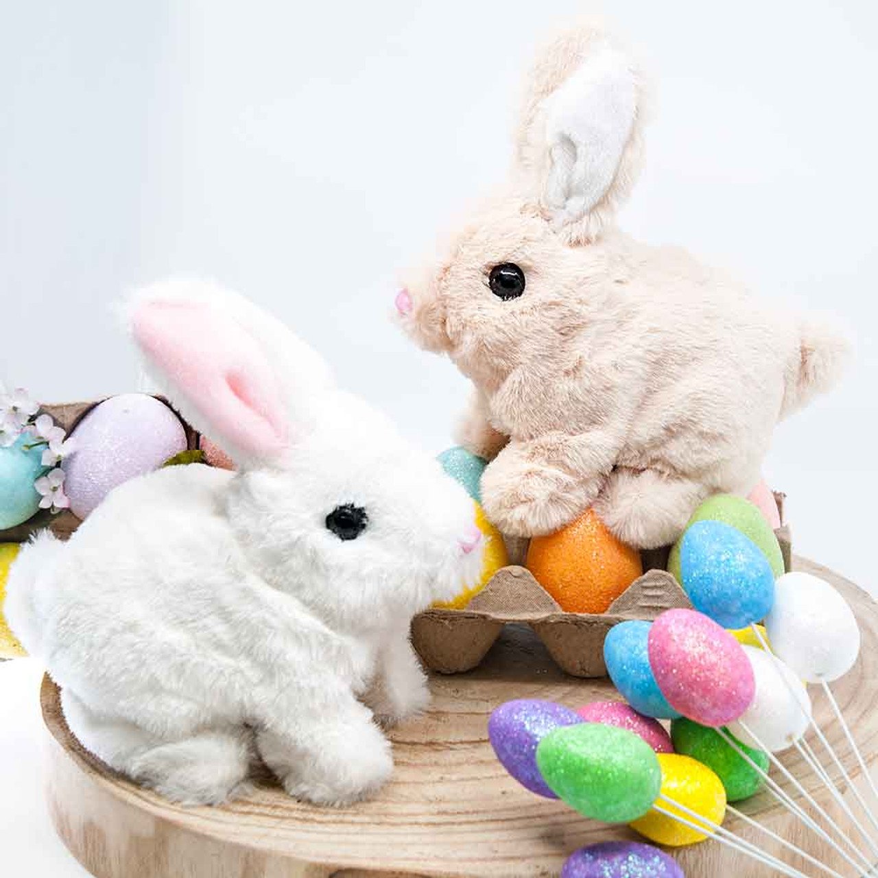 Hopping Plush Rabbits 2 Colours 17cm