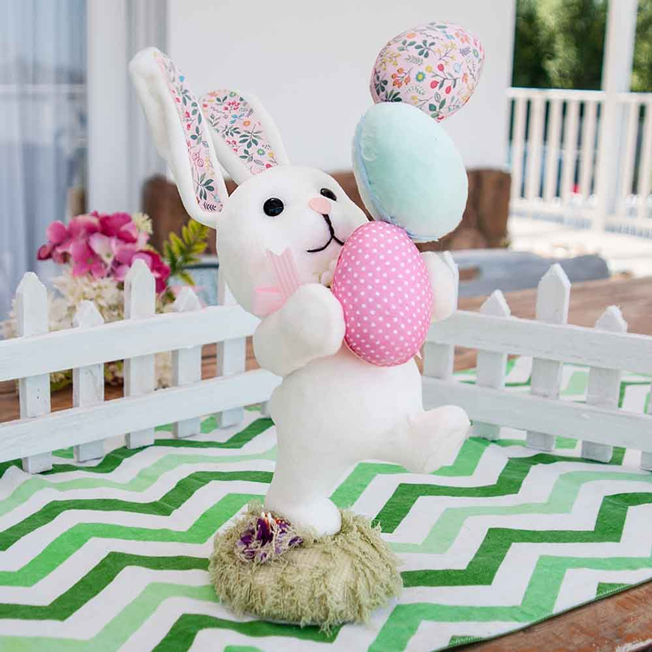 Marching Rabbit with Easter Eggs 34cm