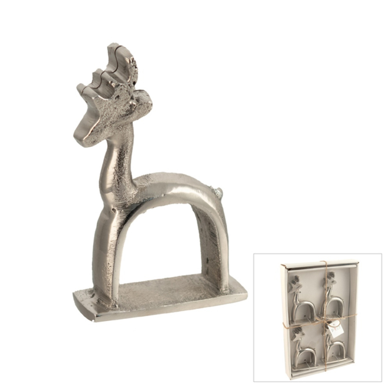 Silver Reindeer Napkin Ring Set of 4