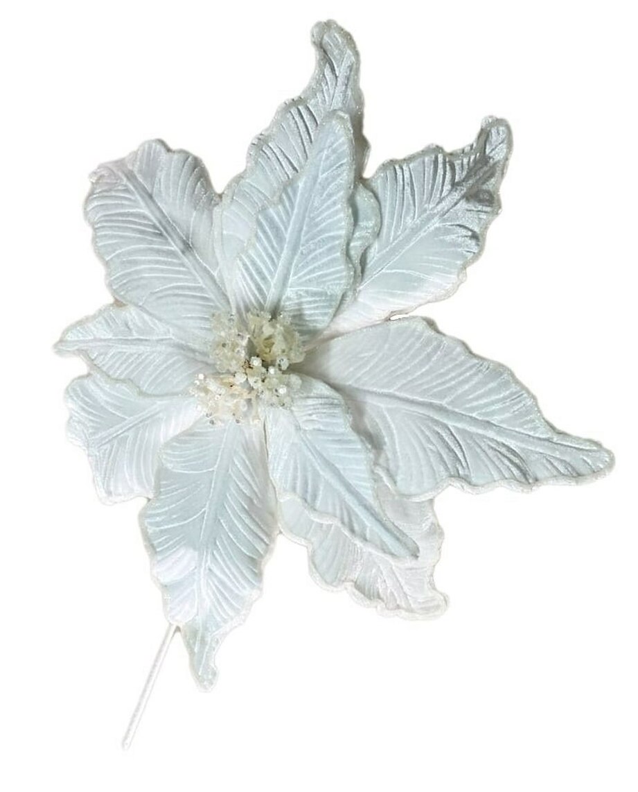 White Velvet Poinsettia 42cm