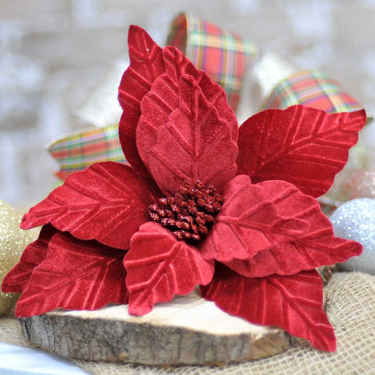 Lush Red Velvet Poinsettia 32cm