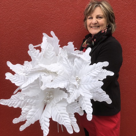 Large white poinsettia with pearls