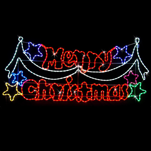 Merry Christmas LED Rope Light Sign 195cm