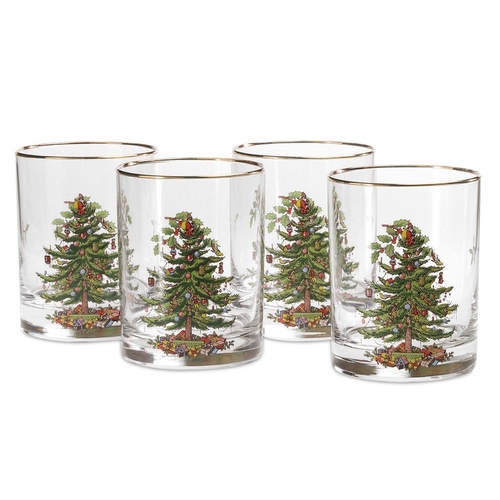Spode Christmas Tree Double Old Fashioned Tumblers - Set of 4