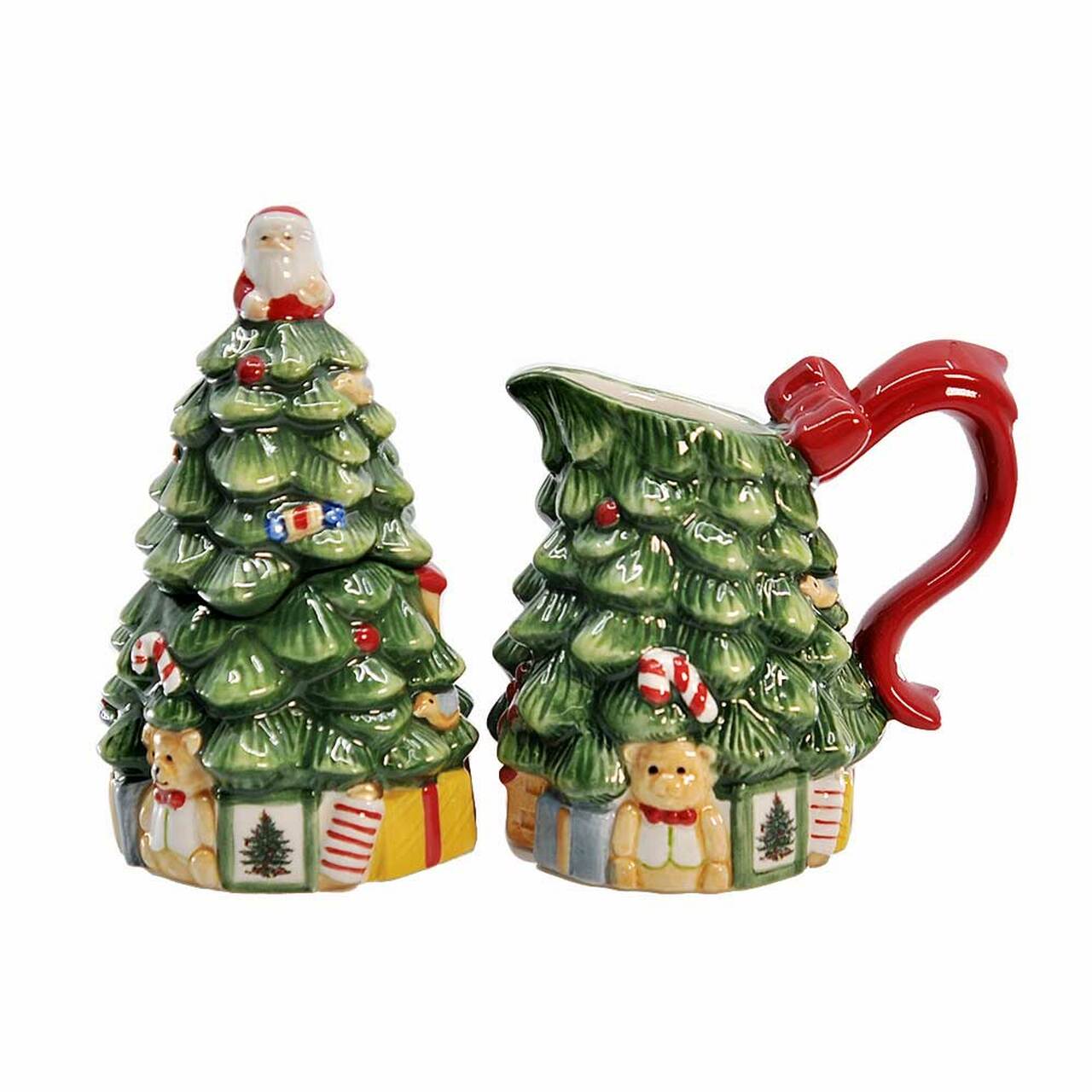 Spode 250 Year Anniversary Christmas Tree Figural Sugar & Creamer Set