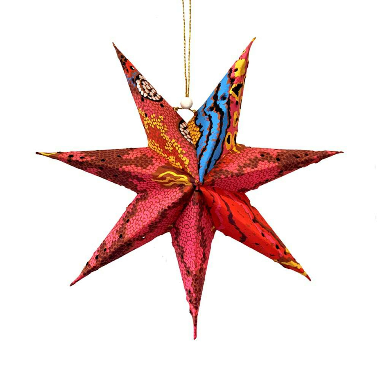 Red Star with Indigenous Pattern 20cm