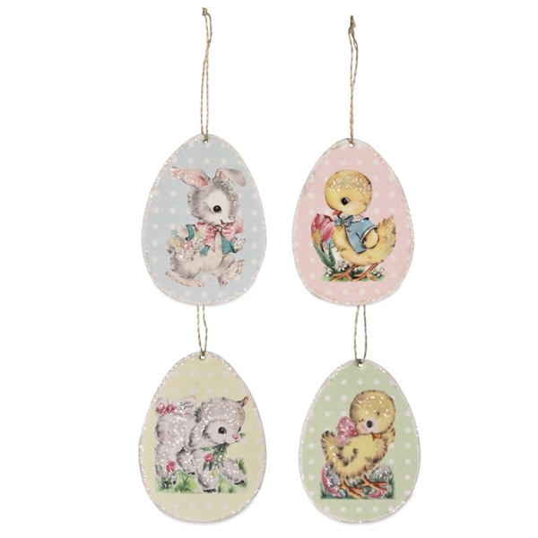 Easter Town Retro Paper Egg Ornaments 4 Styles