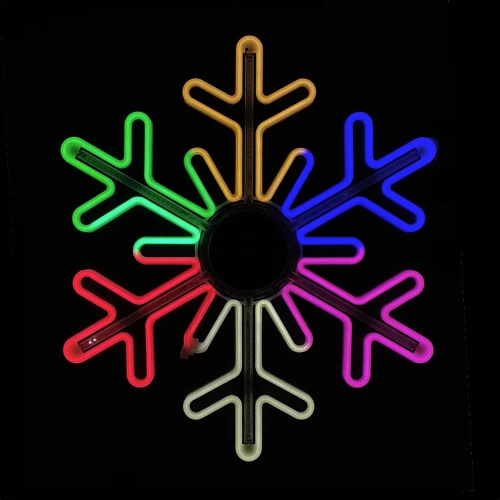 Neon Digital Rainbow Snowflake - 75cm